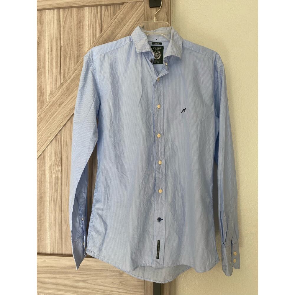 Sacoor Men’s blue striped button-down size medium